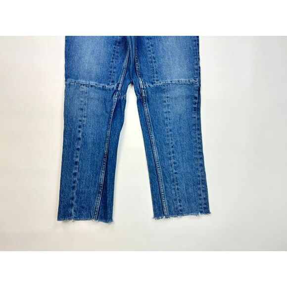 Sandro Paris Cropped Patchwork Denim Jeans Women 36‎ US4? Cotton Pockets Blue - Picture 5 of 14